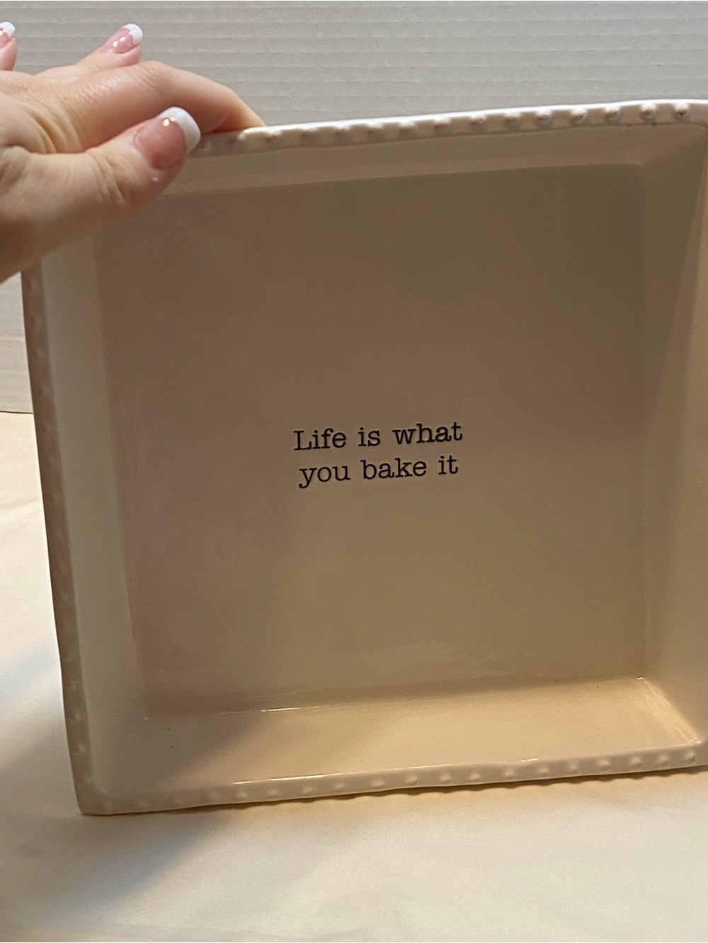 Mud Pie Cream Square Ceramic Baking Dish